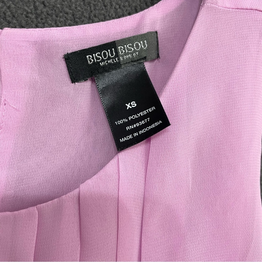 Bisou Bisou Michele Bohbot Pink Pleated Sleeveless Sheer Peplum Blouse XS - Picture 7 of 8